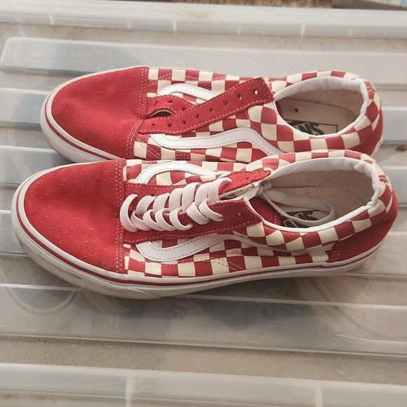 Vans Red Checkerboard Shoes M8.5 W10 - Picture 3 of 6